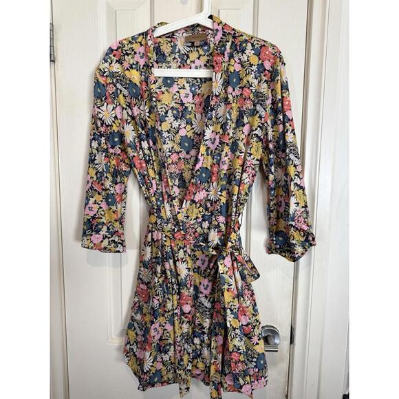 Dresses & Skirts - Kachel Mini Wrap Dress Size Small Floral Multicoloured Cotton Half Sleeve
